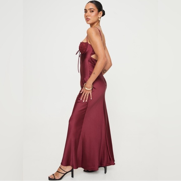 Princess Polly Burgundy Maxi Dress size 4 - Picture 3 of 9